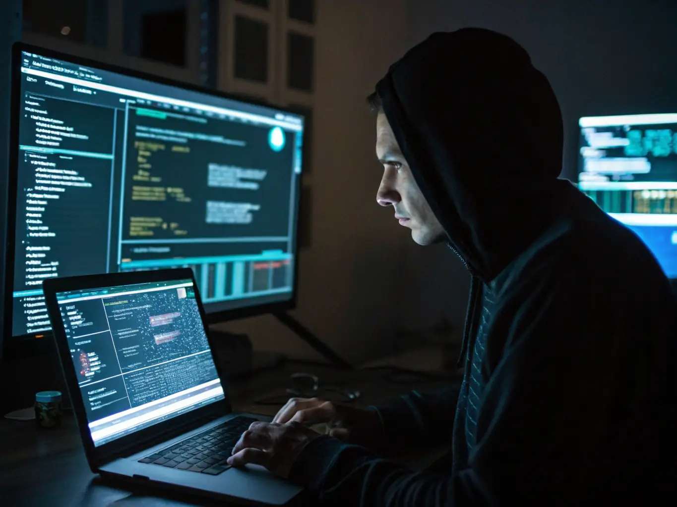 A detailed image of a malware analyst reverse-engineering a malicious program, showcasing the technical expertise and analytical skills required to understand and neutralize threats.